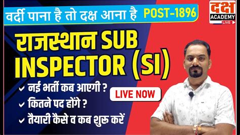 Rajasthan Sub Inspector Si New Vacancy