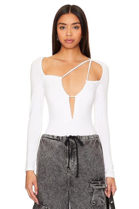 Superdown Aranza Ruched Bodysuit In White Revolve