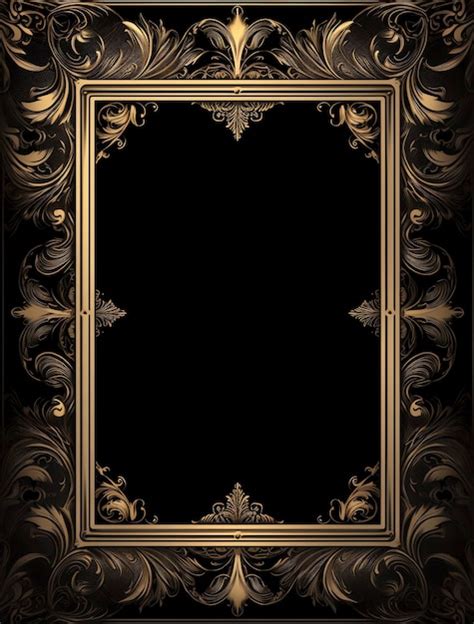 A black and gold picture frame with a gold frame | Premium AI-generated ...