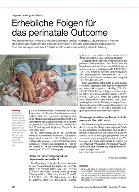 Hyperemesis gravidarum Erhebliche Folgen für das perinatale Outcome