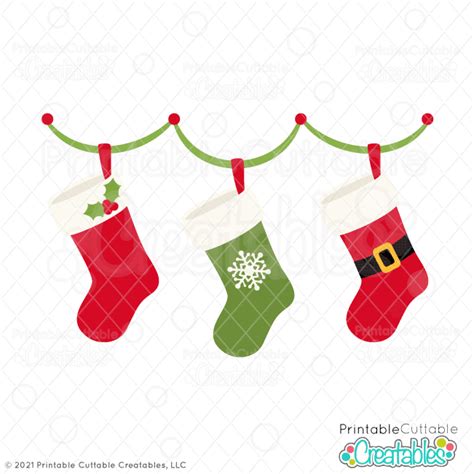 Hanging Christmas Stockings Free SVG File For Cricut