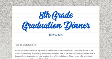 8th Grade Graduation Dinner Smore Newsletters For Education