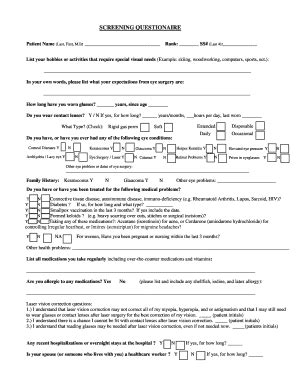 fillable  screening questionaire fax email print pdffiller
