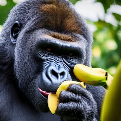 Big Gorilla With Human Face Maneating Eating Bananas Stable Diffusion