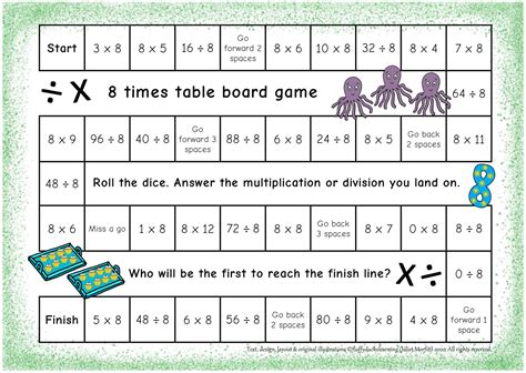 Times Tables Board Games Digital Download 2x To 12x Etsy