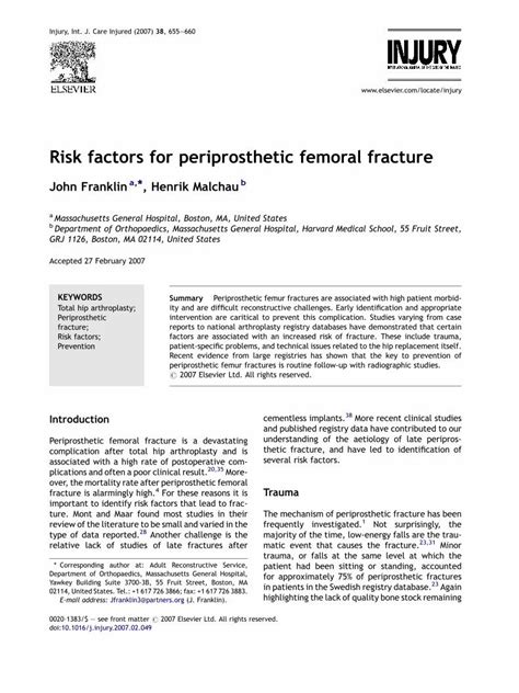 Pdf Risk Factors For Periprosthetic Femoral Fracture Dokumen Tips