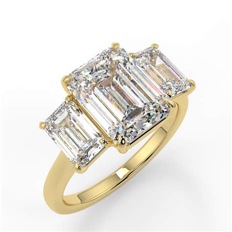 Stunning 45ct Emerald Cut Trilogy Ring Engagement Ring