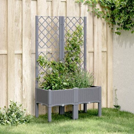 Fioriera Giardino Con Traliccio Grigio Blu 80x40x142 Cm PP