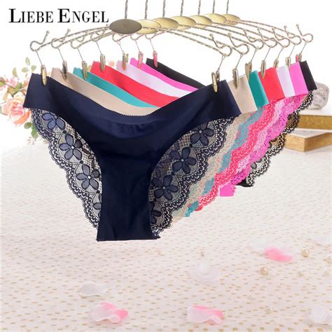 Newly Sexy Women Lace Ice Silk Panties Seamless Breathable Floral Hollow Briefs Hot Sale