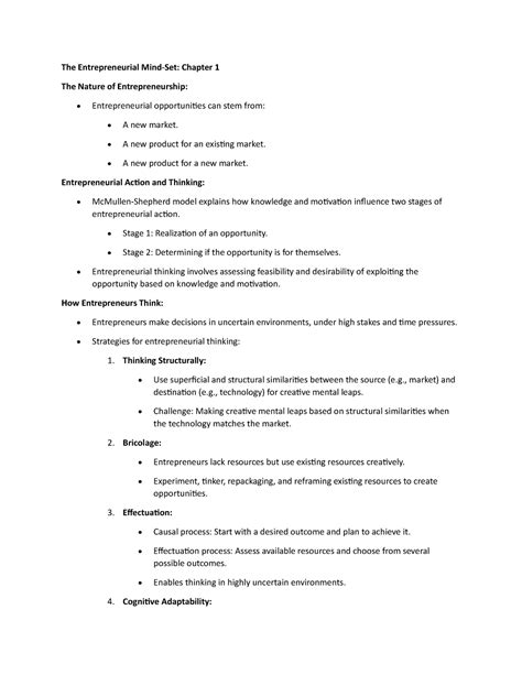 Comm Ch Summary Notes Of Chapter The Entrepreneurial