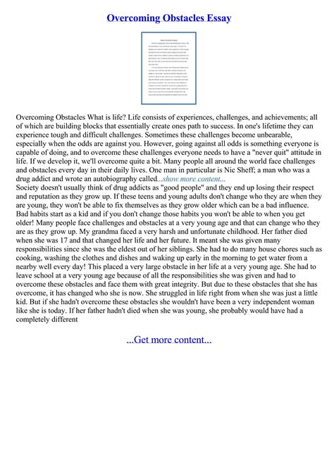 Overcoming Obstacles Essay By Essay About Service Issuu