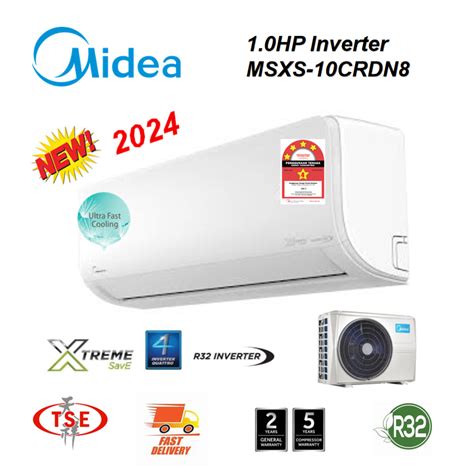 Midea MSXS 10CRDN8 1 0HP Wall Type Air Cond R32 Gas Inverter New