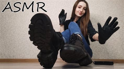 ASMR Leather Gloves And Boots Fabric Jeans Sounds Stroking Tingles