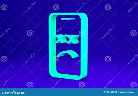 Green Dead Mobile Icon Isolated On Blue Background Deceased Digital