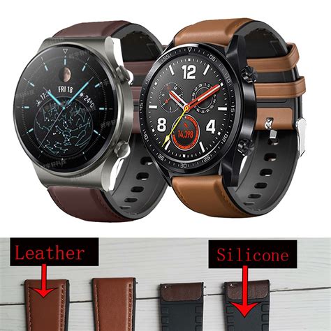 Watch Band 22mm Genuine Leather Strap For Huawei GT 2 GT2 Pro Watch