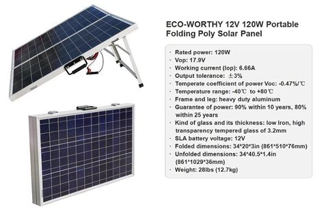 Eco Worthy 12 Volts 120 Watts Portable Folding Polycrystalline Pv Solar Panel Foldable Solar