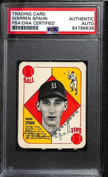 Lot Detail Lot Of 4 Signed 1951 Topps Red Back Cards Warren Spahn