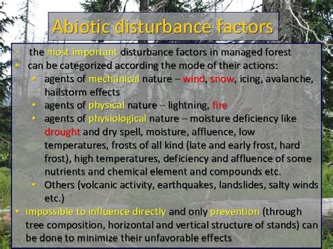 Abiotic factors Forest Protection Abiotic disturbance factors the