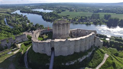 Château Gaillard photographié par drone en Normandie