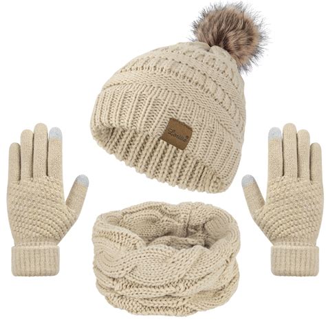 Loritta Women Winter Hat And Gloves Sets Beanies Hats Knit Neck