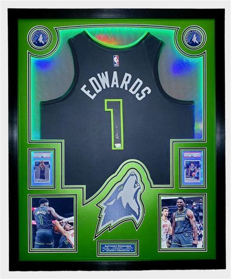 Anthony Edwards Signed Timberwolves Custom Framed Led Backlit Nike