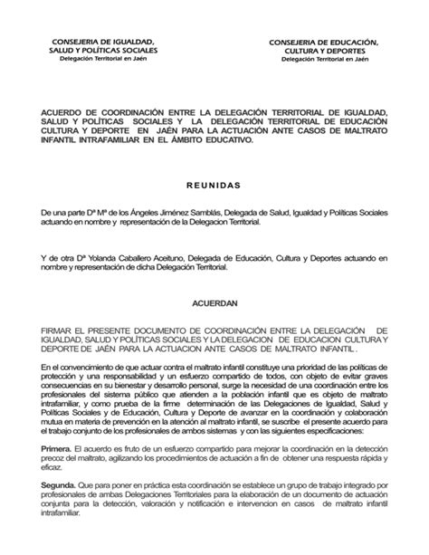 ACUERDO DE COORDINACIÓN ENTRE LA DELEGACIÓN