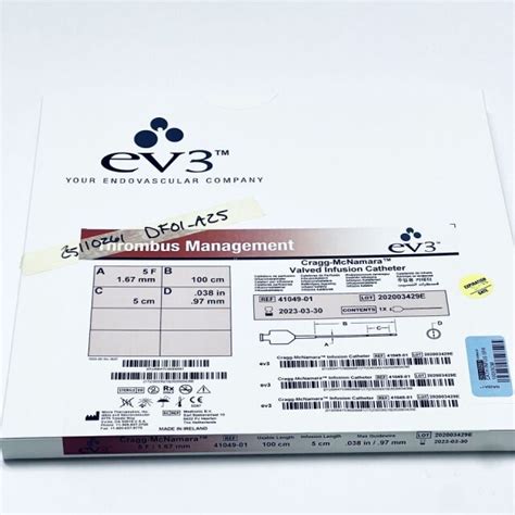 New Ev3 41049 01 Craig Mcnamara Valved Infusion Catheter Disposables