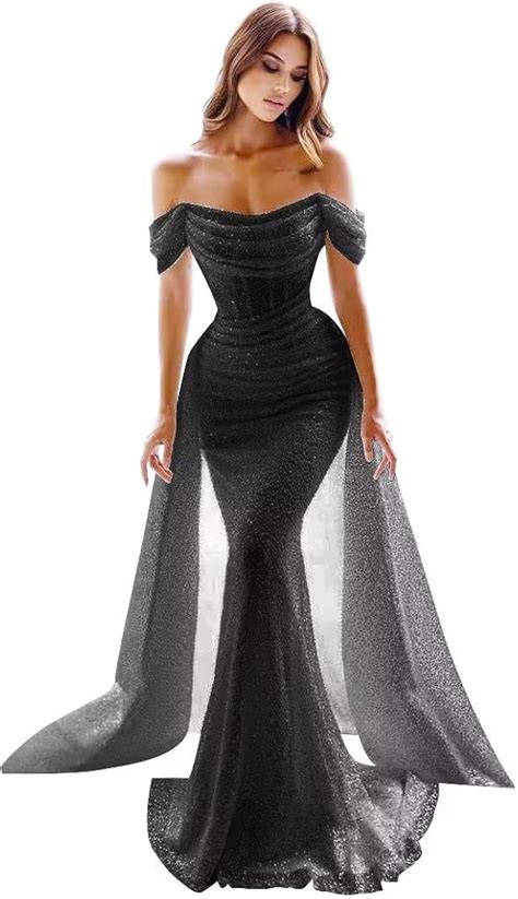 Sparkly Mermaid Prom Dresses 2023 Long Off The Shoulder Wedding Dress