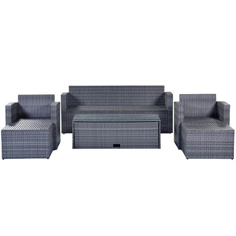 Zeus Ruta Dark Gray Piece Wicker Patio Conversation Sectional