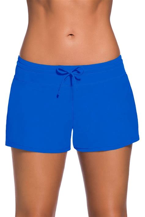 Women Royal Blue Relaxed Swim Trunks Shorts Tankini Bottoms Bikini