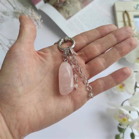 Rose Quartz Necklace Rose Quartz Crystal Necklace Real Etsy