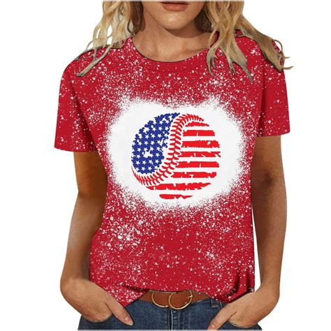 Brnmxoke Plus Size Women American Flag Shirt Flag Striped Star Graphic