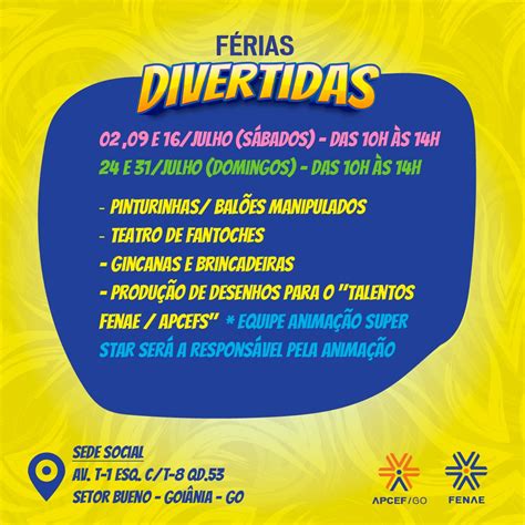 FÉRIAS DIVERTIDAS NA APCEF GO Apcef GO Portal