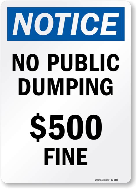 No Dumping Fine Signs