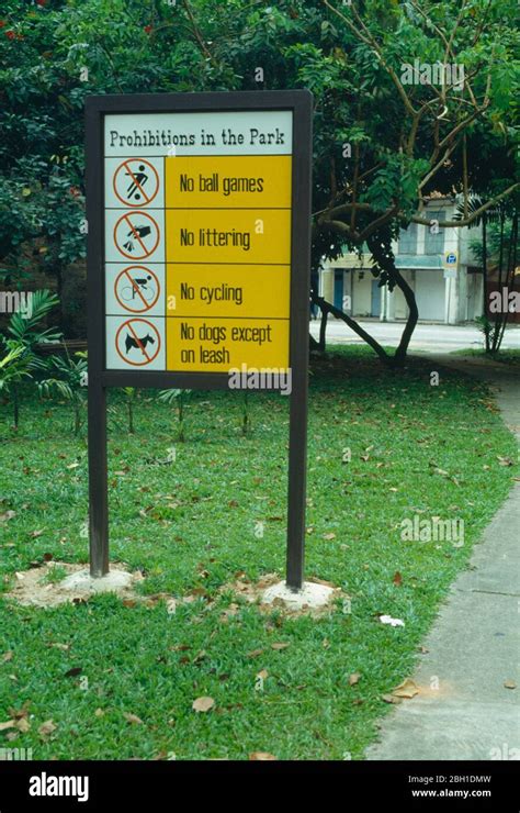 Communications Signs Prohibitions In The Park Notice Singapore Stock