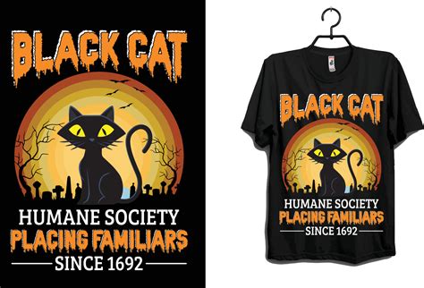 Black Cat Halloween T Shirt Design Vector Art At Vecteezy