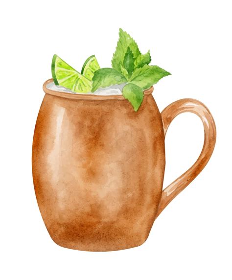 Premium Vector Moscow Mule Cocktail Watercolor Hand Drawn Illustration Drink Clipart On White