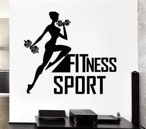 Fitness Sport Vinyl Wall Decal Woman Bodybuilding Crossfit Gym Art