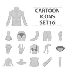 Part Of Body Set Icons In Cartoon Style Big Vector Image