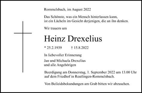 Traueranzeigen Von Heinz Drexelius Trauer Gea De