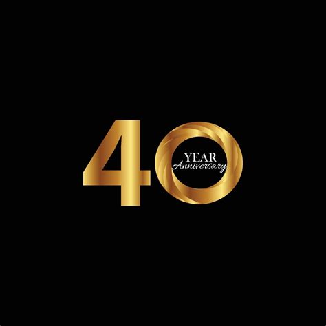 40 Years Anniversary Celebration Gold Black Background Color Vector Template Design Illustration