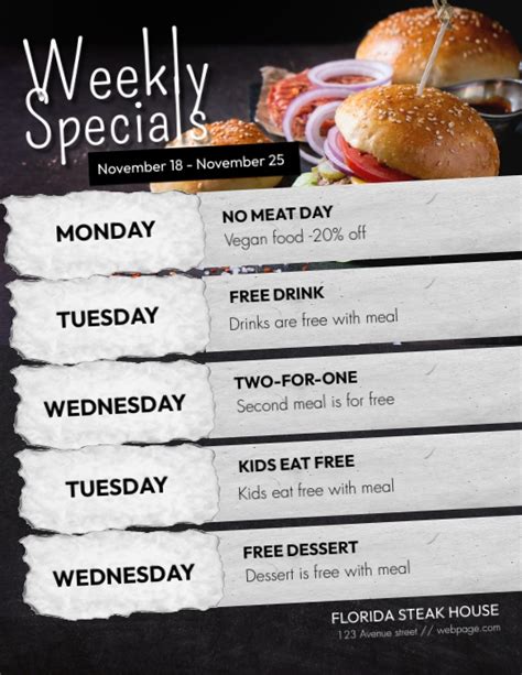 Weekly Specials Menu Flyer Template Postermywall Free Menu Templates