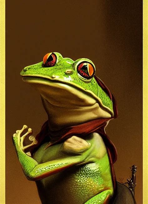 frog gentleman in a costume portrait by Lajos Berán Stable Diffusion