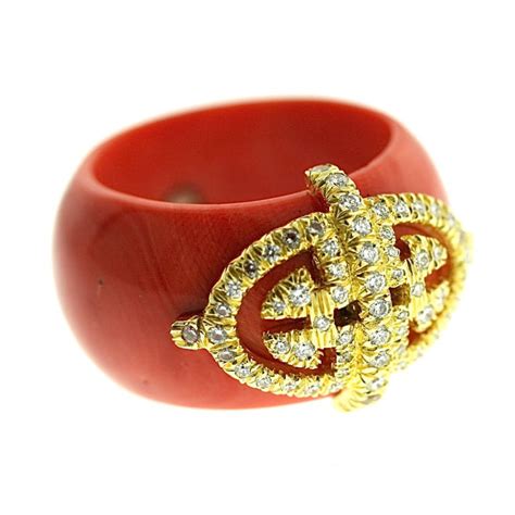 henry dunay beautiful coral  diamond ring  stdibs