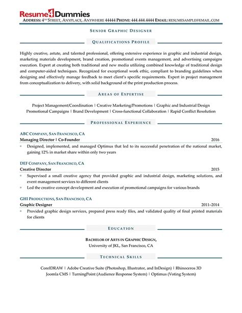 Senior Graphic Designer Resume Example Resume4dummies