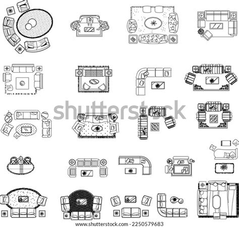 Sketch Vector Illustration Living Room Furniture Stock Vector (Royalty ...