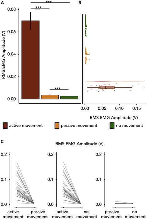 Results On The Emg Rms Amplitude A Bar Graphs Show The Mean Rms