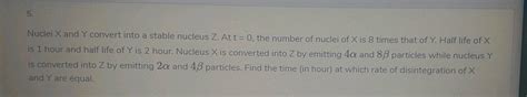 Nuclei X And Y Convert Into A Stable Nucleus Z At T 0 The Number Of