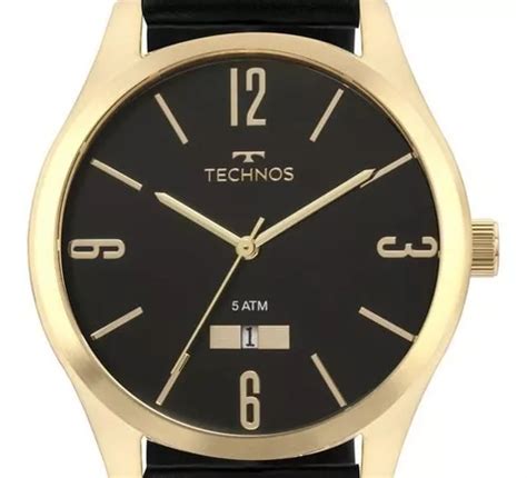 Reloj Technos para hombre cuero clásico dorado 2115mzk 0p color de