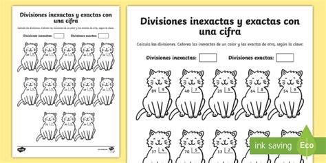 Ficha De Actividad Colorear Por Divisiones Inexactas Y Exactas Con Una